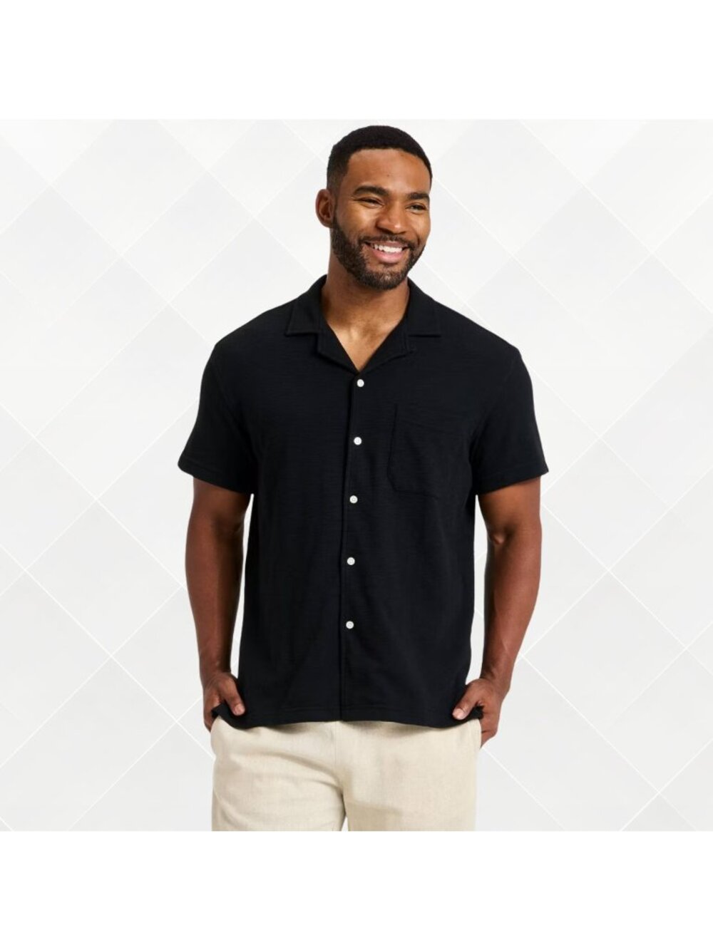 Goodfellow & Co Men’s Knit Camp Shirt • Black • Size M • NWT